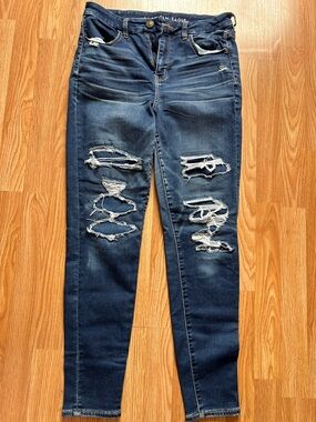 American Eagle Outfitters Dark Blue Ripped Skinny Jeans